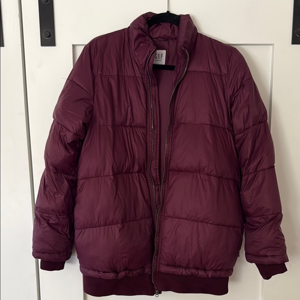 Gap Maternity Puffer Coat Plum Purple Small